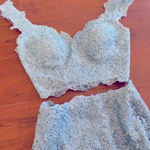 NWOT Sherri Hill Blue Beaded Cocktail Dress